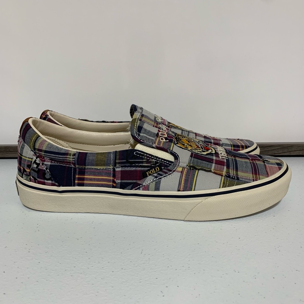 Polo by Ralph Lauren Keaton Slip-On Tiger Plaid Sneaker Shoes-Size 11 NWOT